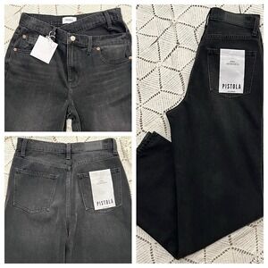 Pistola Bobbie Taurus Black Crossover Waist High Rise Wide Leg Jean 26 NWT Woman